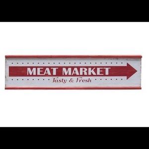 Farmhouse Meat market red white sign new